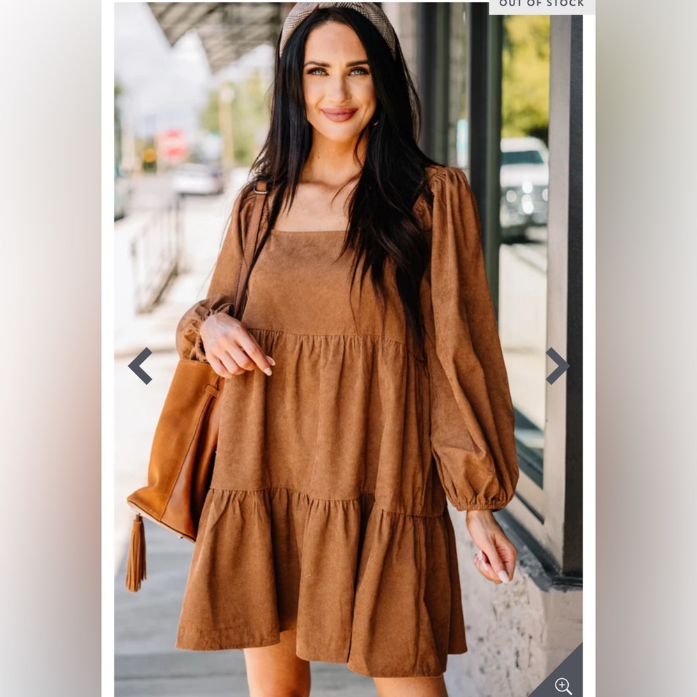 New without Tags Brown Corduroy Tier Mini Dress Size Small